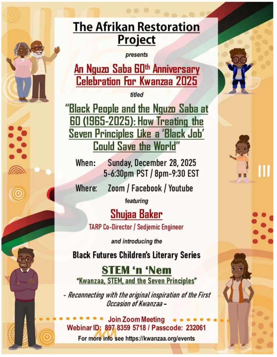 An Nguzo Saba 60th Anniversary Celebration For Kwanzaa 2025 - Event Flyer